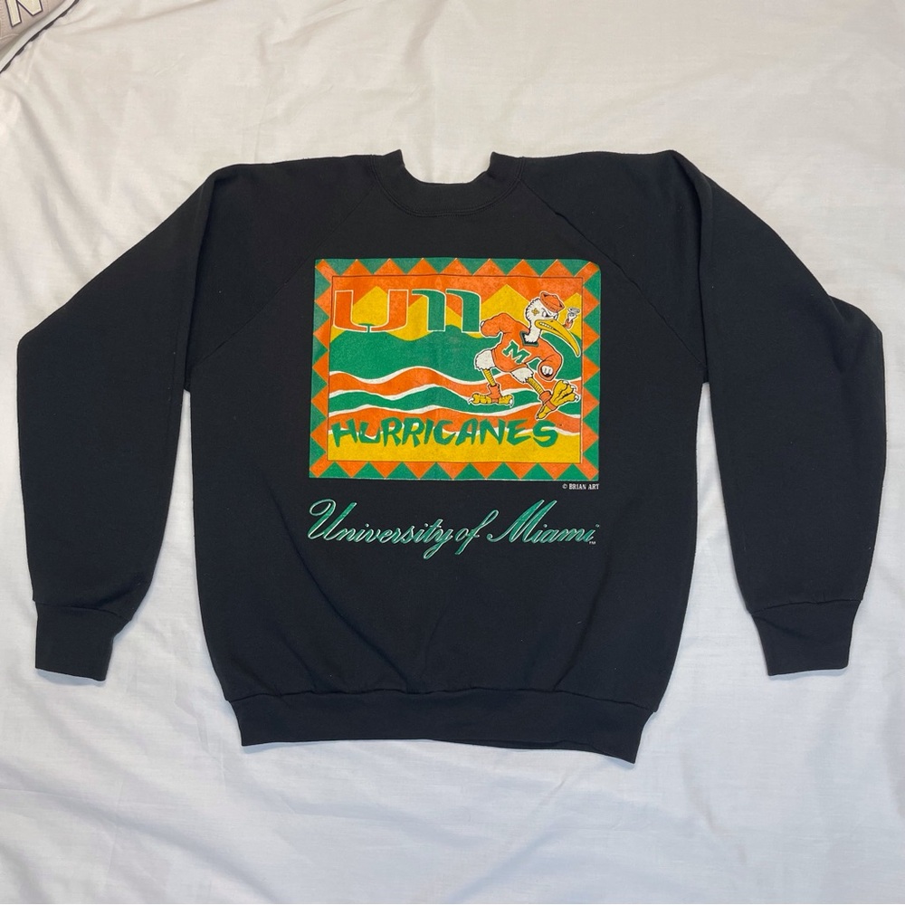 Vintage University of Miami Hurricanes Crewneck Sweatshirt – Brian Art Graphic
